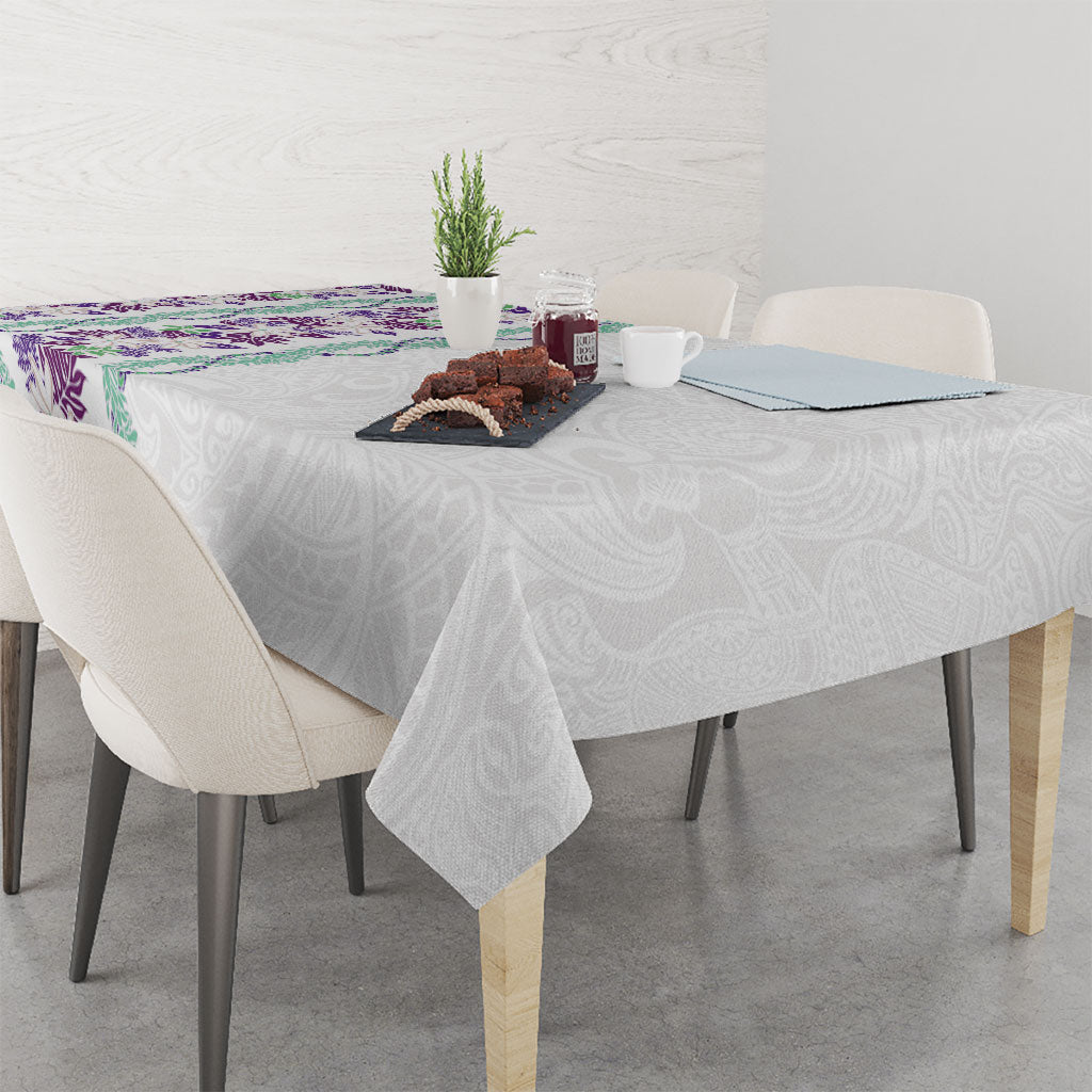Monstera Tiare Plumeria Tablecloth Purple Polynesian Pattern LT01 - Polynesian Pride