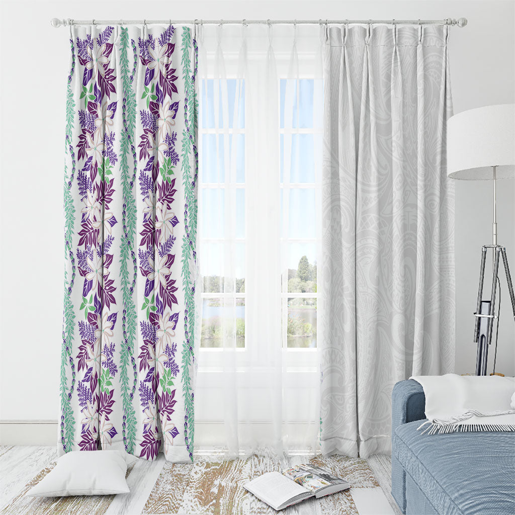 Monstera Tiare Plumeria Window Curtain Purple Polynesian Pattern LT01 - Polynesian Pride