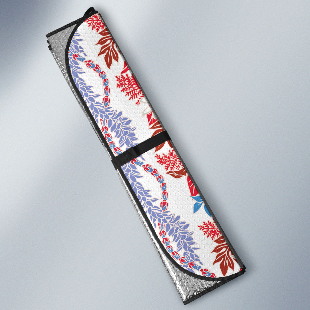 Monstera Tiare Plumeria Auto Sun Shade Red Polynesian Pattern LT01 - Polynesian Pride