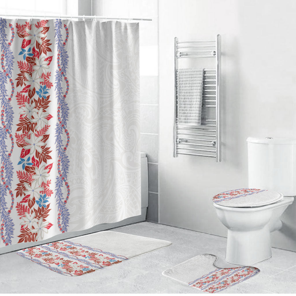 Monstera Tiare Plumeria Bathroom Set Red Polynesian Pattern LT01 Bathroom Set (4 pcs) Red - Polynesian Pride
