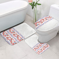 Monstera Tiare Plumeria Bathroom Set Red Polynesian Pattern LT01 - Polynesian Pride
