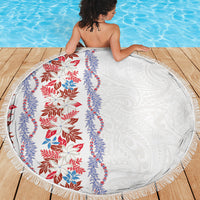 Monstera Tiare Plumeria Beach Blanket Red Polynesian Pattern LT01 - Polynesian Pride