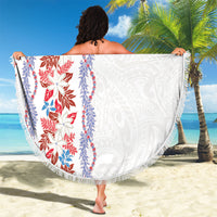 Monstera Tiare Plumeria Beach Blanket Red Polynesian Pattern LT01 - Polynesian Pride