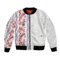 Monstera Tiare Plumeria Bomber Jacket Red Polynesian Pattern LT01 Unisex Red - Polynesian Pride