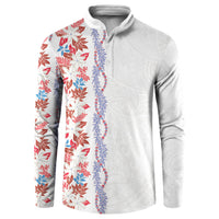 Monstera Tiare Plumeria Button Sweatshirt Red Polynesian Pattern LT01 Red - Polynesian Pride