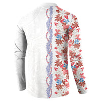 Monstera Tiare Plumeria Button Sweatshirt Red Polynesian Pattern LT01 - Polynesian Pride