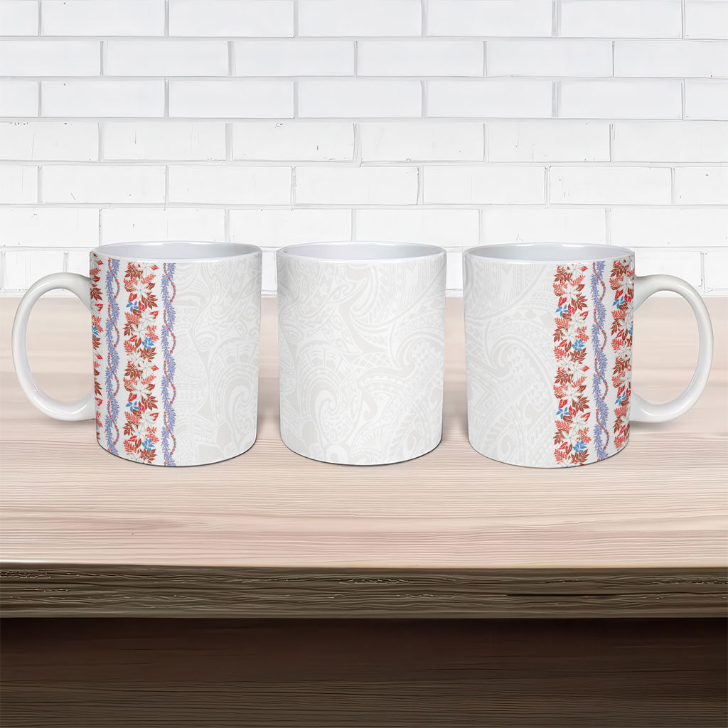 Monstera Tiare Plumeria Ceramic Mug Red Polynesian Pattern LT01 - Polynesian Pride
