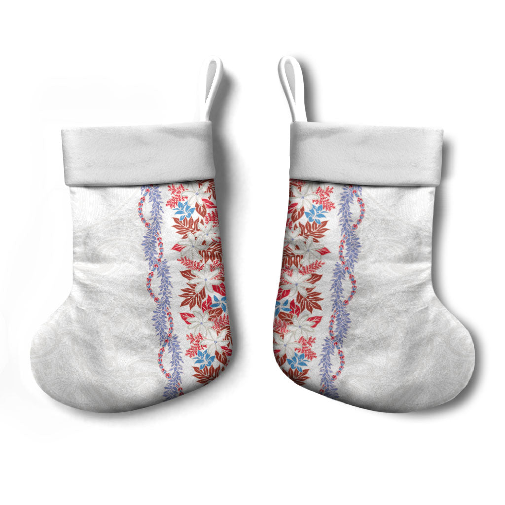 Monstera Tiare Plumeria Christmas Stocking Red Polynesian Pattern LT01 - Polynesian Pride