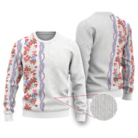 Monstera Tiare Plumeria Ugly Christmas Sweater Red Polynesian Pattern LT01 Red - Polynesian Pride