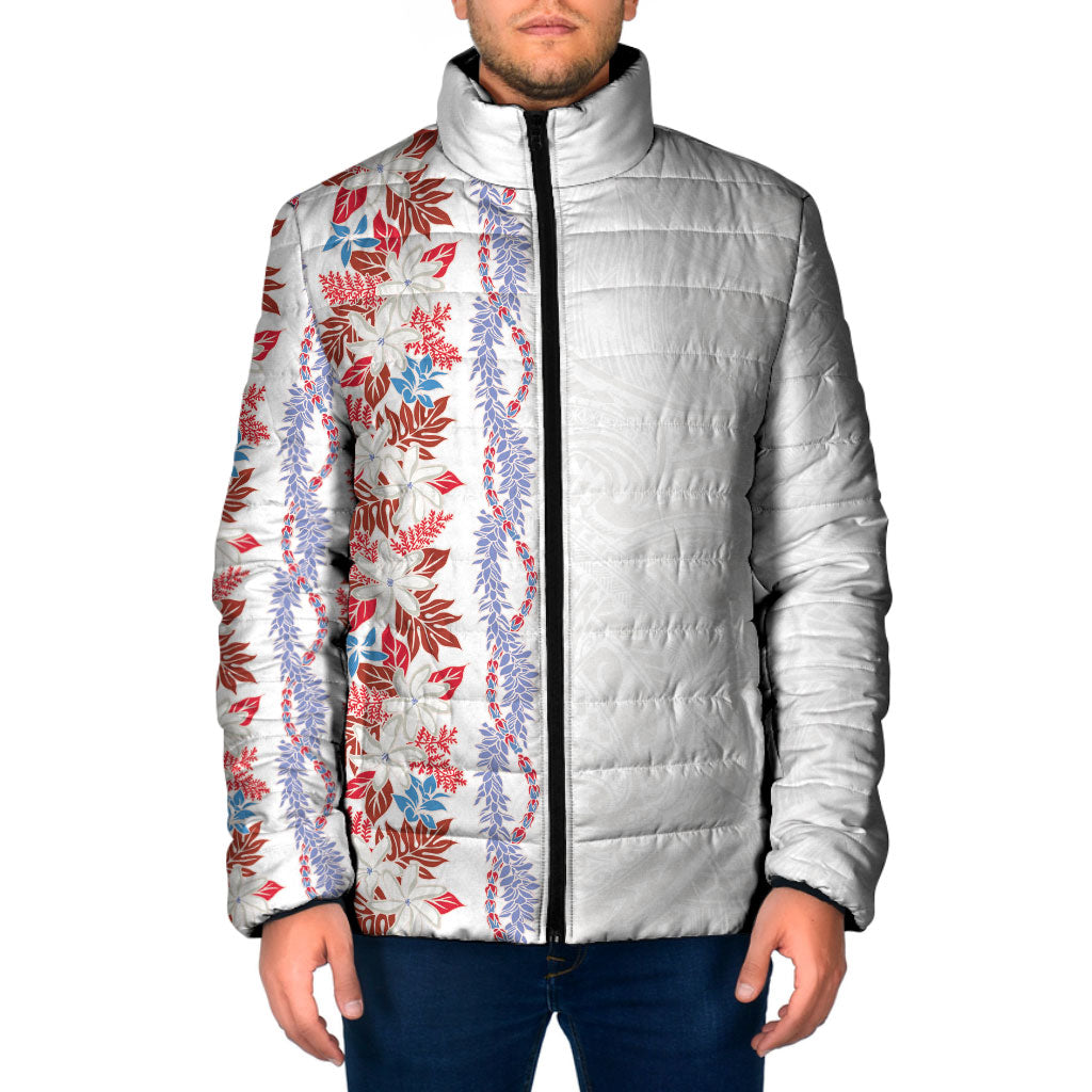 Monstera Tiare Plumeria Padded Jacket Red Polynesian Pattern LT01 Men Red - Polynesian Pride