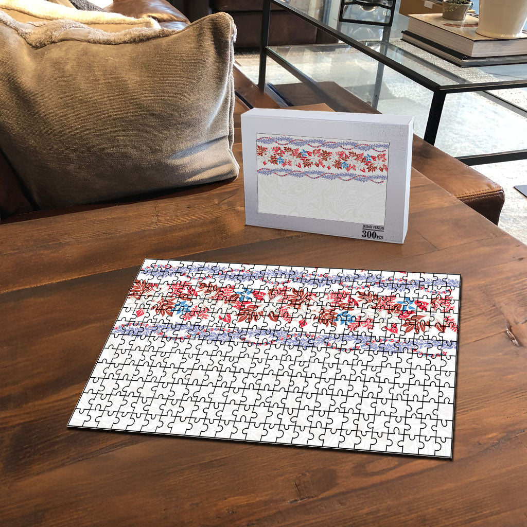Monstera Tiare Plumeria Puzzle Red Polynesian Pattern LT01 - Polynesian Pride