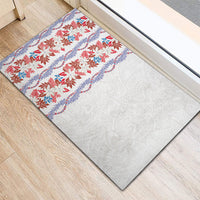 Monstera Tiare Plumeria Rubber Doormat Red Polynesian Pattern LT01 - Polynesian Pride