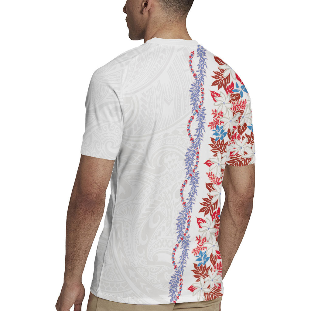 Monstera Tiare Plumeria Rugby Jersey Red Polynesian Pattern LT01 - Polynesian Pride