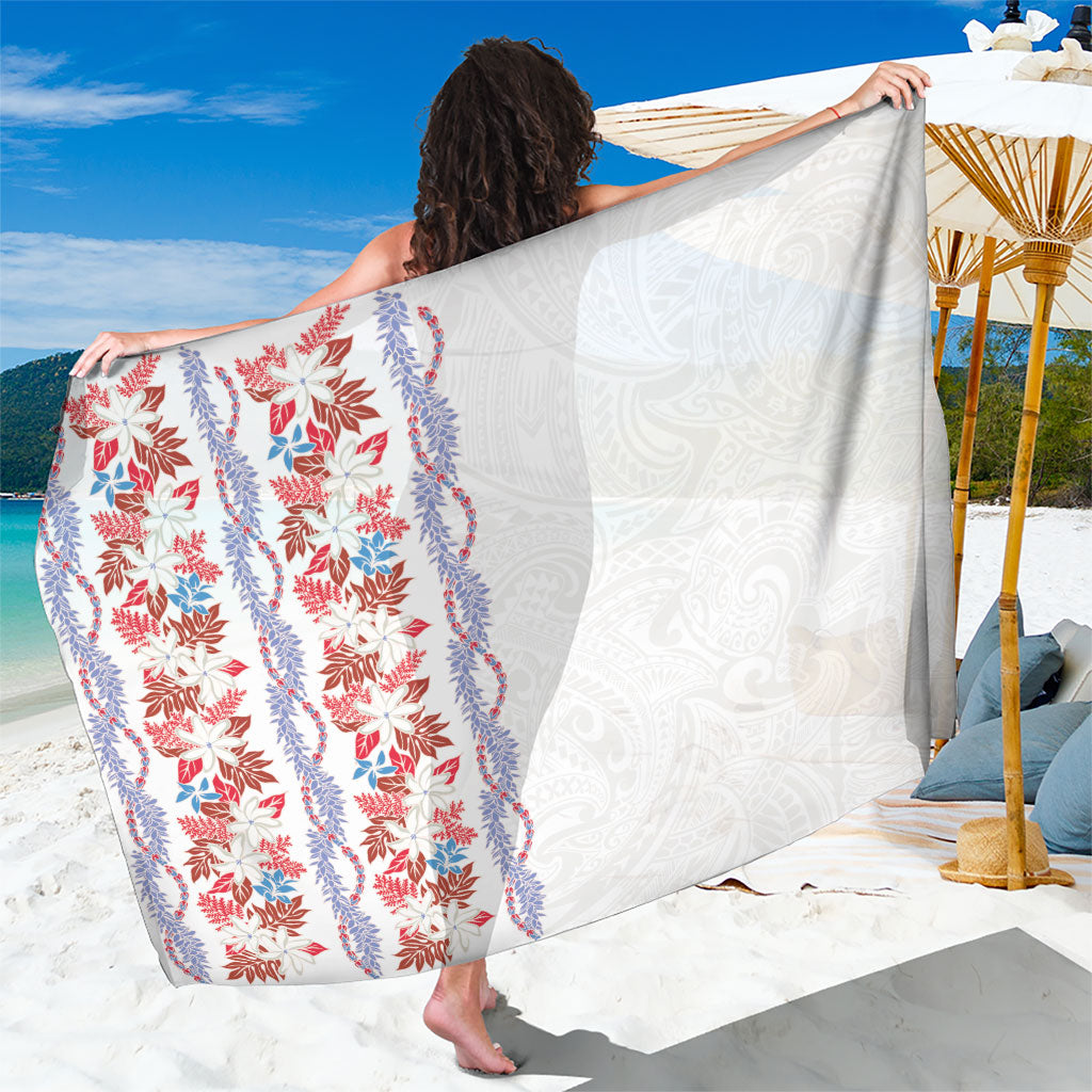 Monstera Tiare Plumeria Sarong Red Polynesian Pattern