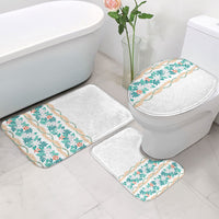 Monstera Tiare Plumeria Bathroom Set Teal Polynesian Pattern LT01 - Polynesian Pride