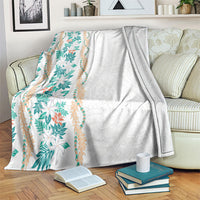 Monstera Tiare Plumeria Blanket Teal Polynesian Pattern LT01 Teal - Polynesian Pride