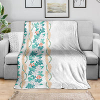 Monstera Tiare Plumeria Blanket Teal Polynesian Pattern LT01 - Polynesian Pride