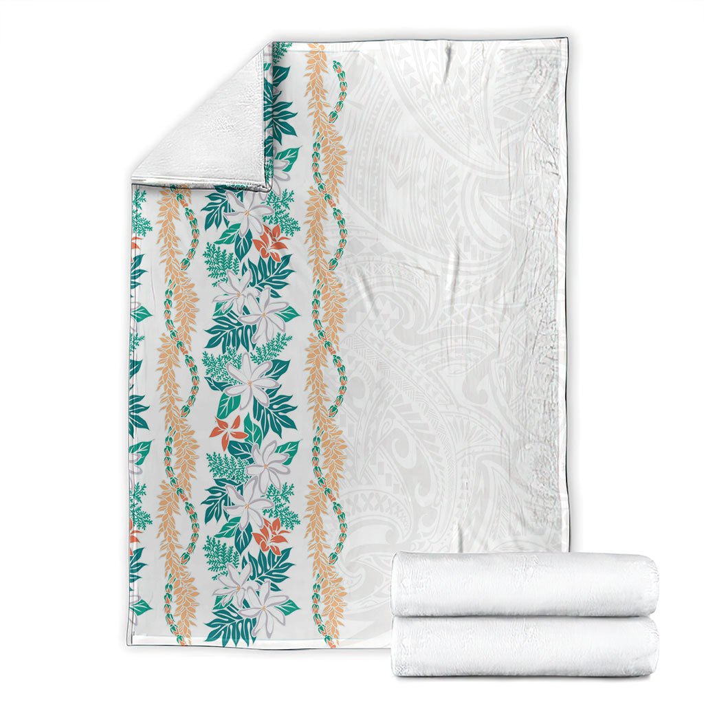 Monstera Tiare Plumeria Blanket Teal Polynesian Pattern LT01 - Polynesian Pride