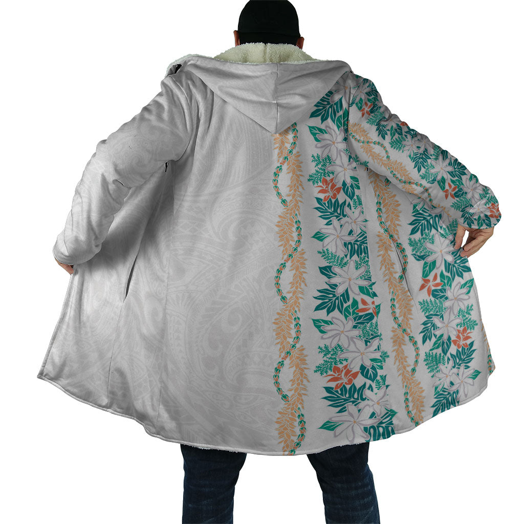 Monstera Tiare Plumeria Cloak Teal Polynesian Pattern LT01 - Polynesian Pride