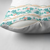 Monstera Tiare Plumeria Pillow Cover Teal Polynesian Pattern LT01 - Polynesian Pride