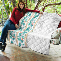 Monstera Tiare Plumeria Quilt Teal Polynesian Pattern LT01 - Polynesian Pride