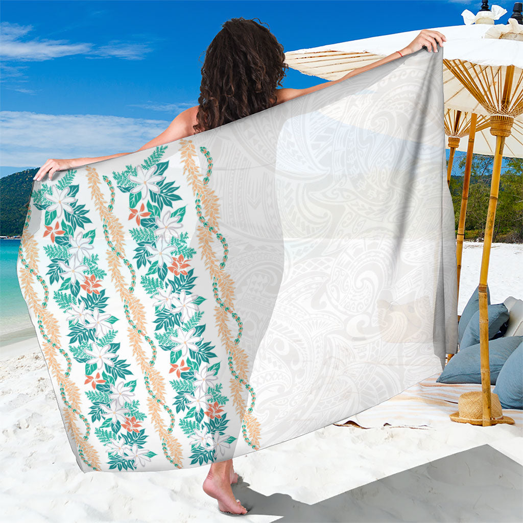 Monstera Tiare Plumeria Sarong Teal Polynesian Pattern