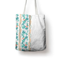 Monstera Tiare Plumeria Tote Bag Teal Polynesian Pattern LT01 - Polynesian Pride