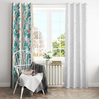 Monstera Tiare Plumeria Window Curtain Teal Polynesian Pattern LT01 - Polynesian Pride