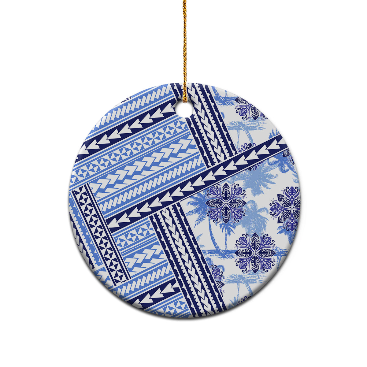 Hawaii Quilt Ceramic Ornament Kakau Polynesian Pattern Blue Version LT01 - Polynesian Pride