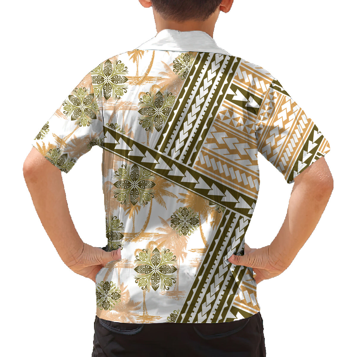 Hawaii Quilt Family Matching Tank Maxi Dress and Hawaiian Shirt Kakau Polynesian Pattern Gold Version LT01 - Polynesian Pride