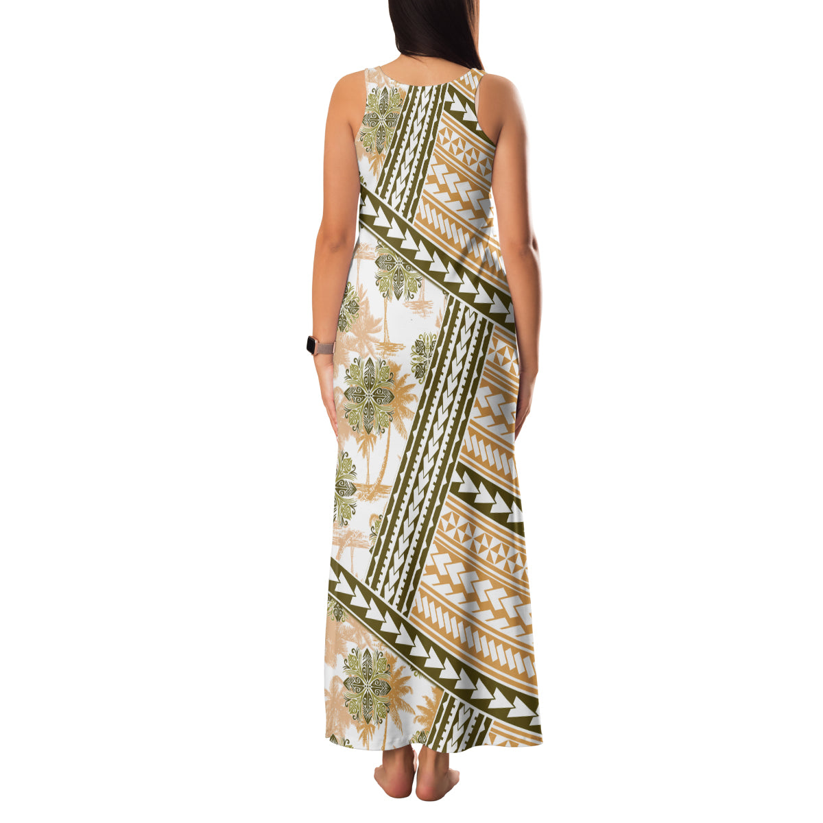 Hawaii Quilt Family Matching Tank Maxi Dress and Hawaiian Shirt Kakau Polynesian Pattern Gold Version LT01 - Polynesian Pride