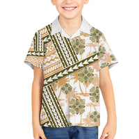 Hawaii Quilt Family Matching Tank Maxi Dress and Hawaiian Shirt Kakau Polynesian Pattern Gold Version LT01 Son's Shirt Gold - Polynesian Pride
