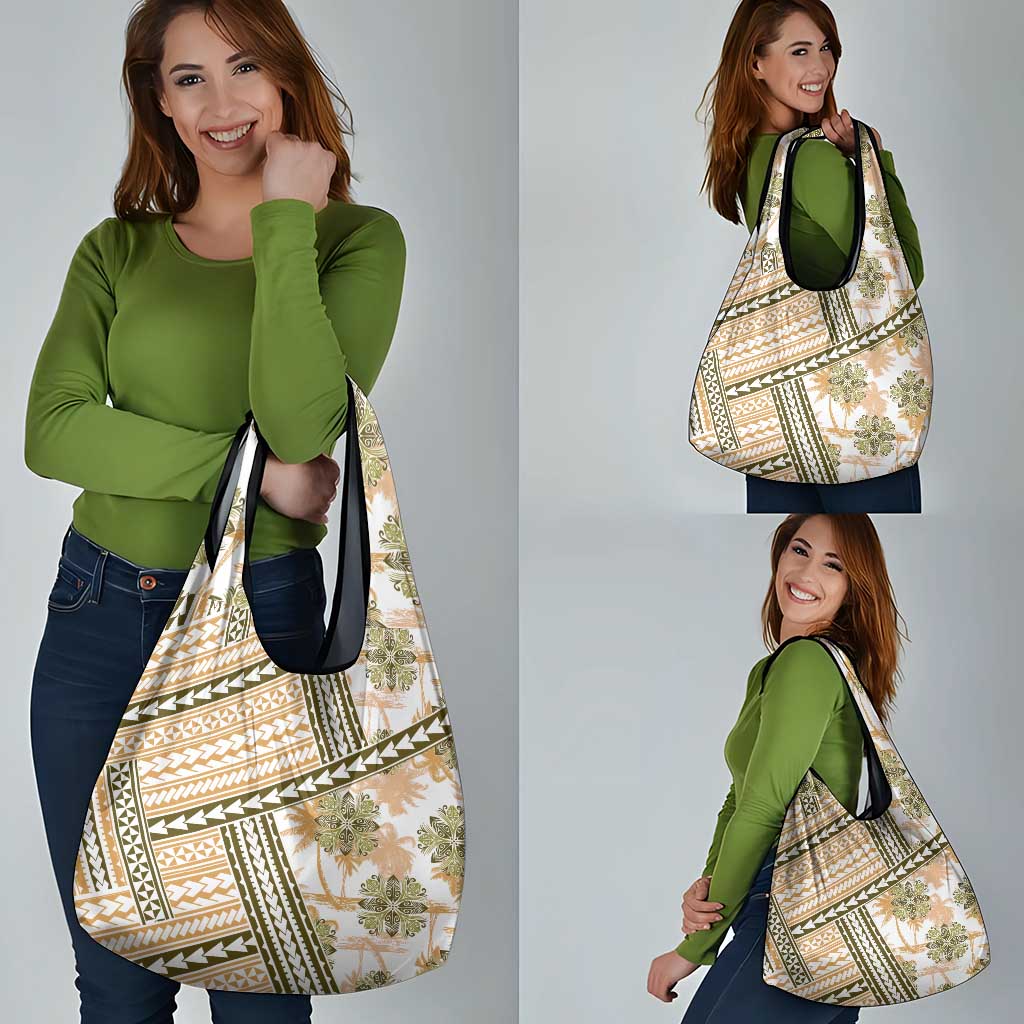 Hawaii Quilt Grocery Bag Kakau Polynesian Pattern Gold Version