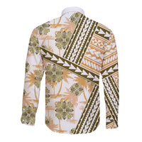 Hawaii Quilt Long Sleeve Button Shirt Kakau Polynesian Pattern Gold Version LT01 - Polynesian Pride