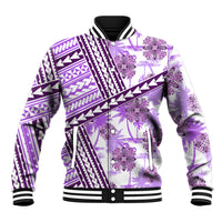 Hawaii Quilt Baseball Jacket Kakau Polynesian Pattern Lilac Version LT01 Unisex Purple - Polynesian Pride