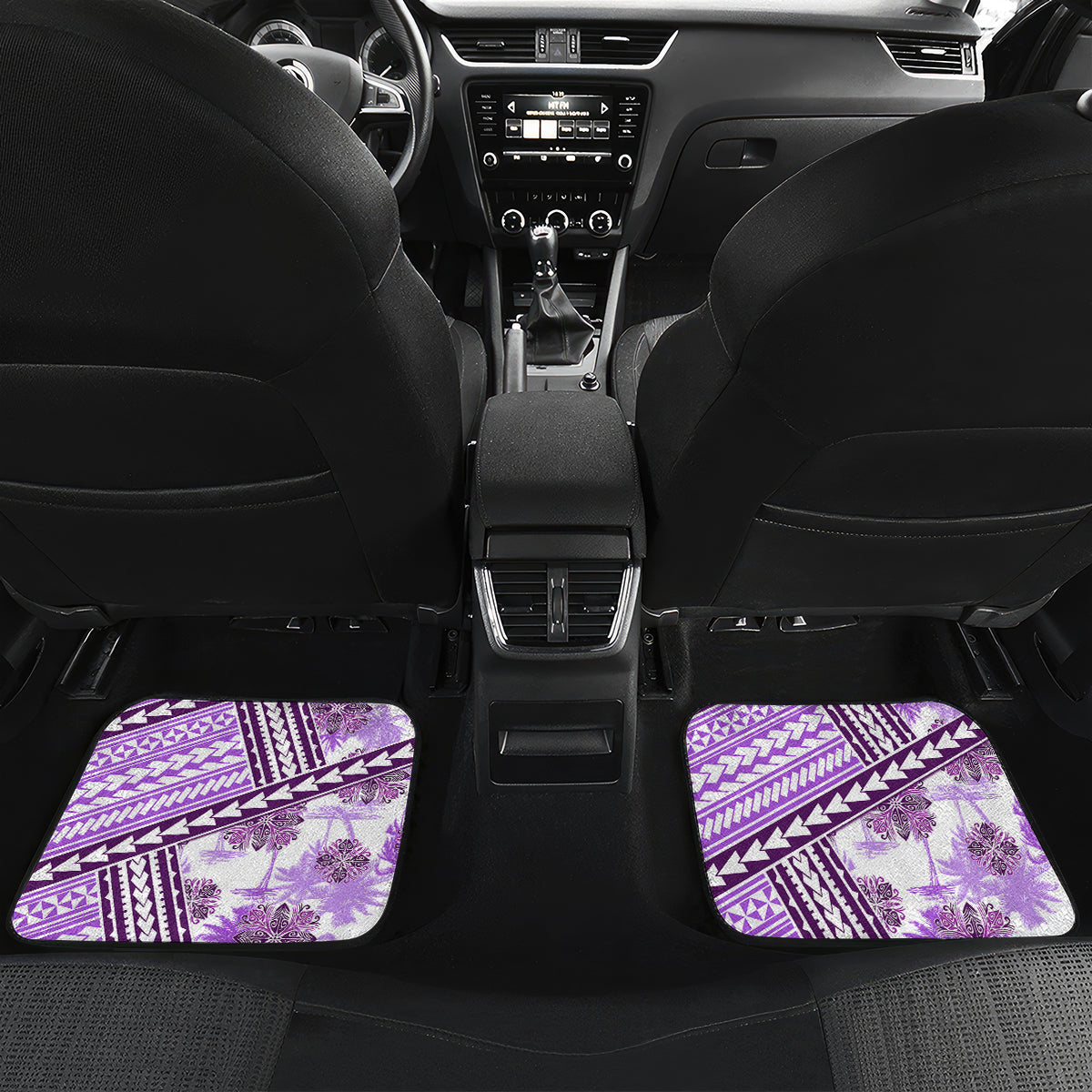 Hawaii Quilt Car Mats Kakau Polynesian Pattern Lilac Version LT01 - Polynesian Pride