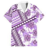 Hawaii Quilt Family Matching Off Shoulder Maxi Dress and Hawaiian Shirt Kakau Polynesian Pattern Lilac Version LT01 Dad's Shirt - Short Sleeve Purple - Polynesian Pride