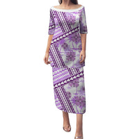Hawaii Quilt Puletasi Kakau Polynesian Pattern Lilac Version LT01 Long Dress Purple - Polynesian Pride