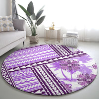 Hawaii Quilt Round Carpet Kakau Polynesian Pattern Lilac Version LT01 - Polynesian Pride