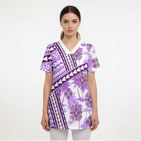 Hawaii Quilt Scrub Top Kakau Polynesian Pattern Lilac Version - Polynesian Pride