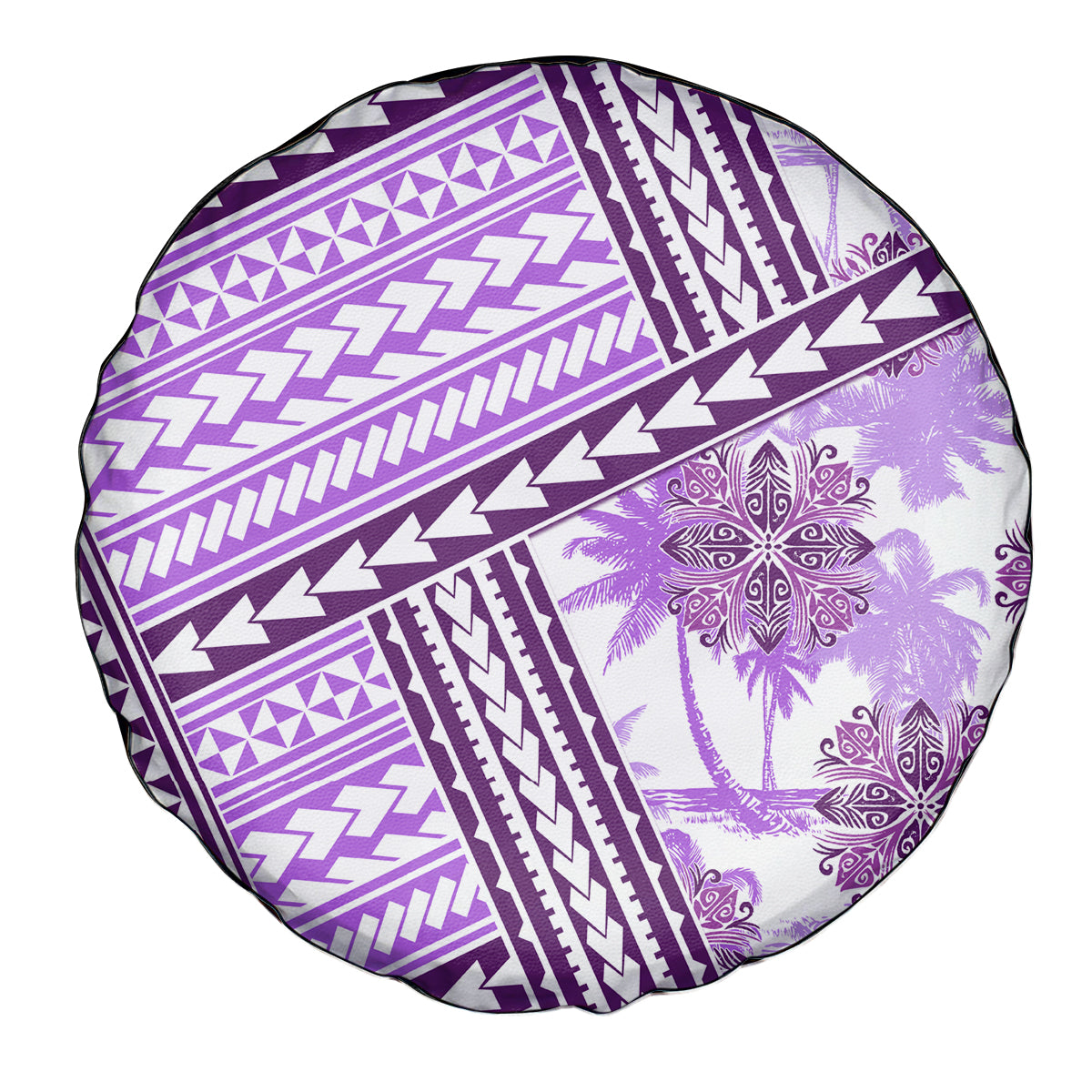 Hawaii Quilt Spare Tire Cover Kakau Polynesian Pattern Lilac Version LT01 - Polynesian Pride