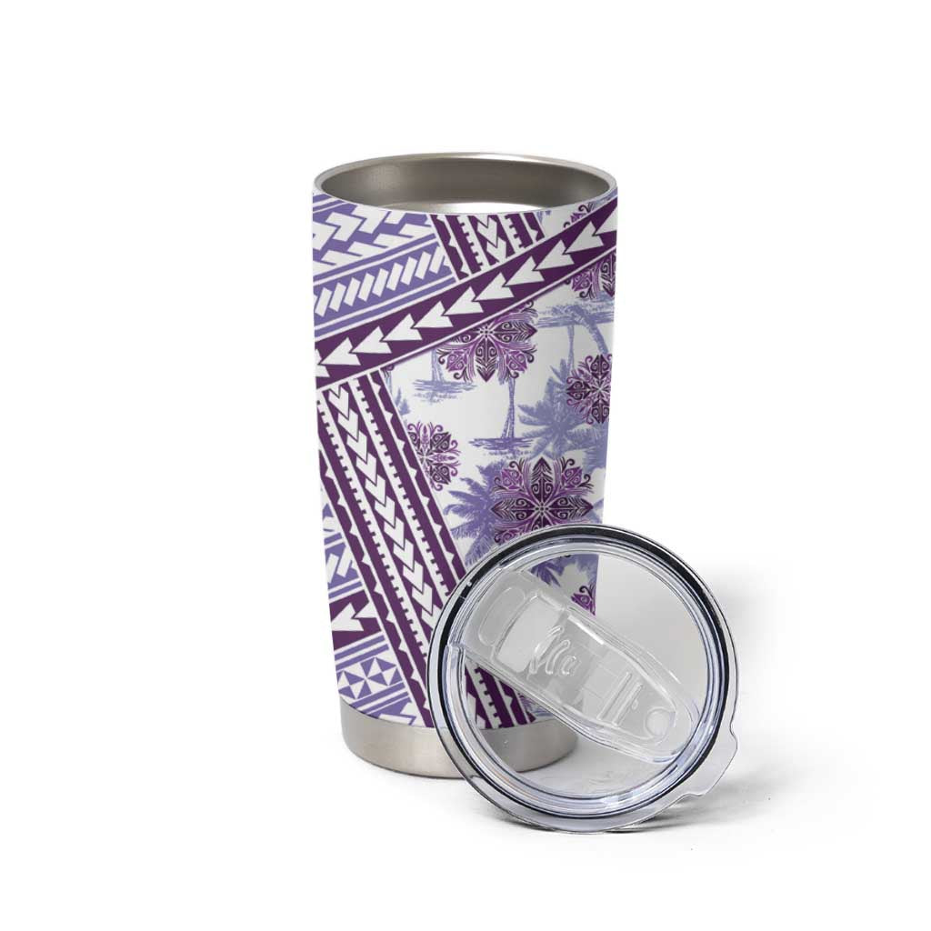 Hawaii Quilt Tumbler Cup Kakau Polynesian Pattern Lilac Version