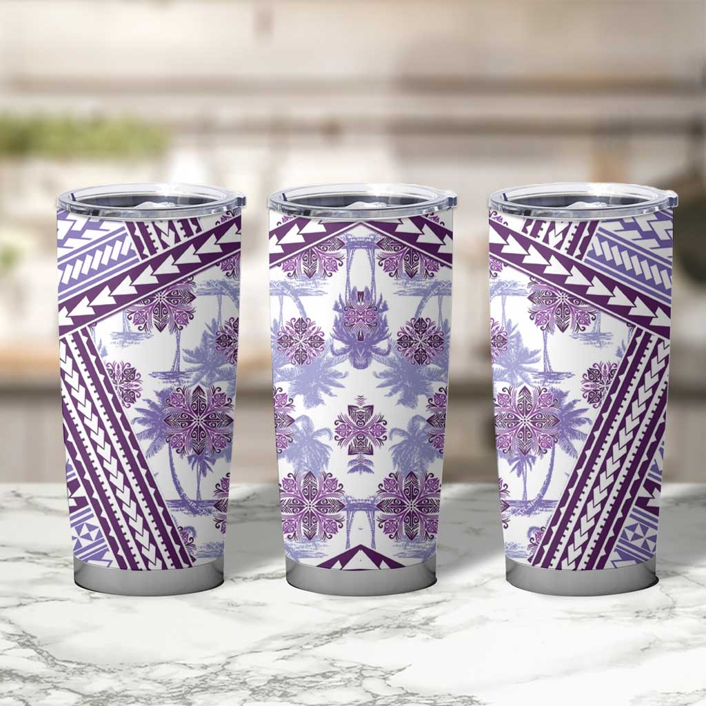 Hawaii Quilt Tumbler Cup Kakau Polynesian Pattern Lilac Version