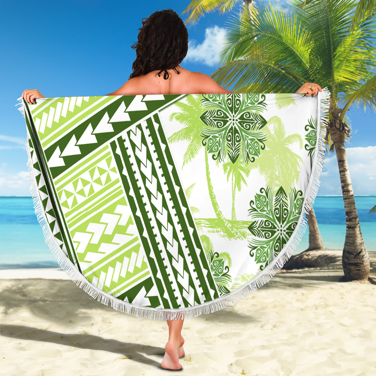 Hawaii Quilt Beach Blanket Kakau Polynesian Pattern Olive Green Version LT01 - Polynesian Pride