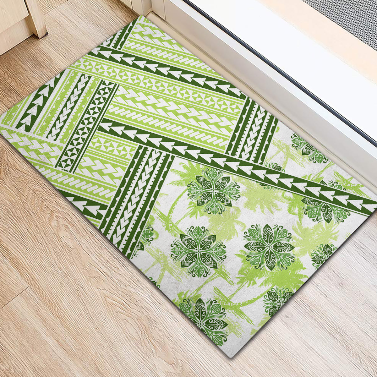Hawaii Quilt Rubber Doormat Kakau Polynesian Pattern Olive Green Version LT01 - Polynesian Pride