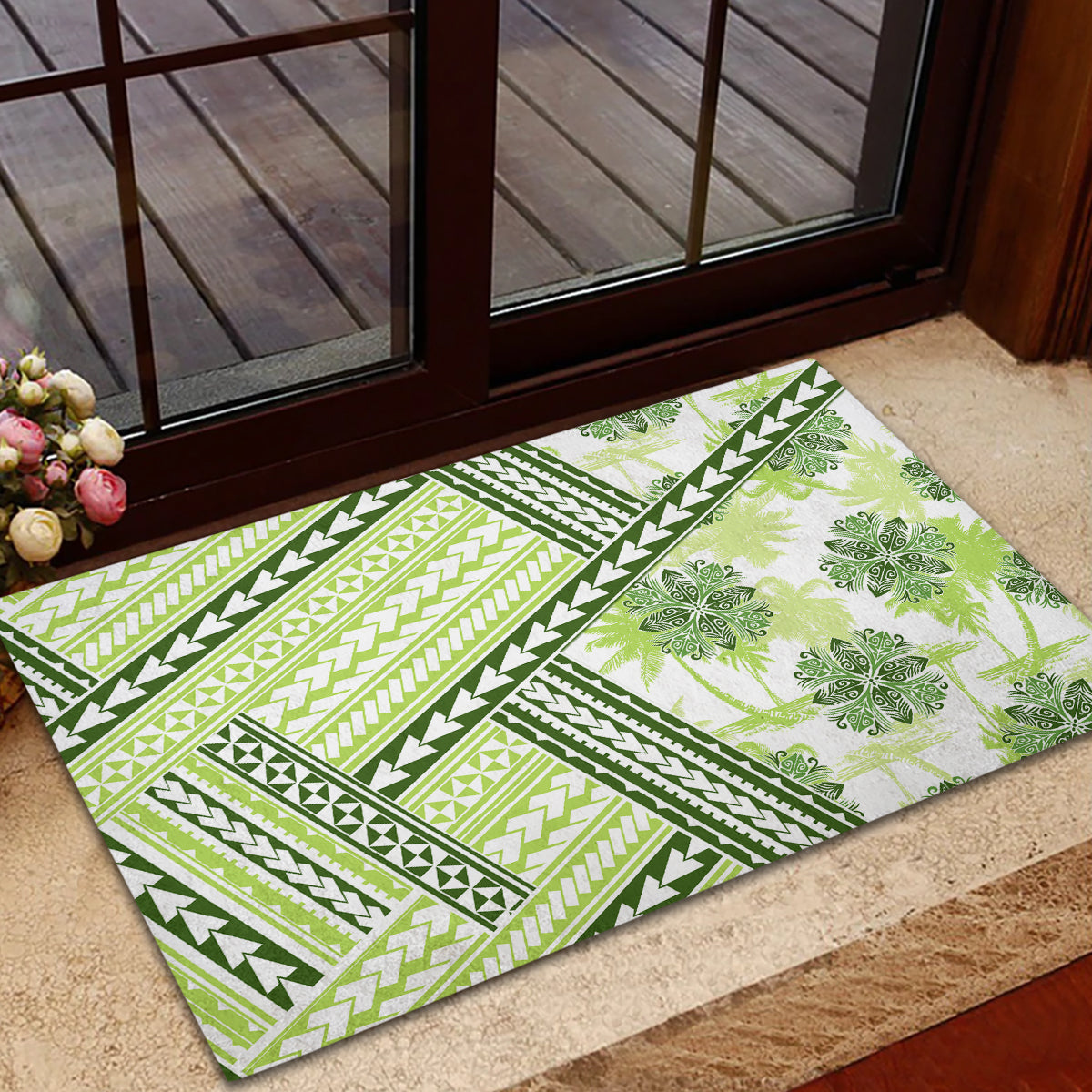 Hawaii Quilt Rubber Doormat Kakau Polynesian Pattern Olive Green Version LT01 - Polynesian Pride