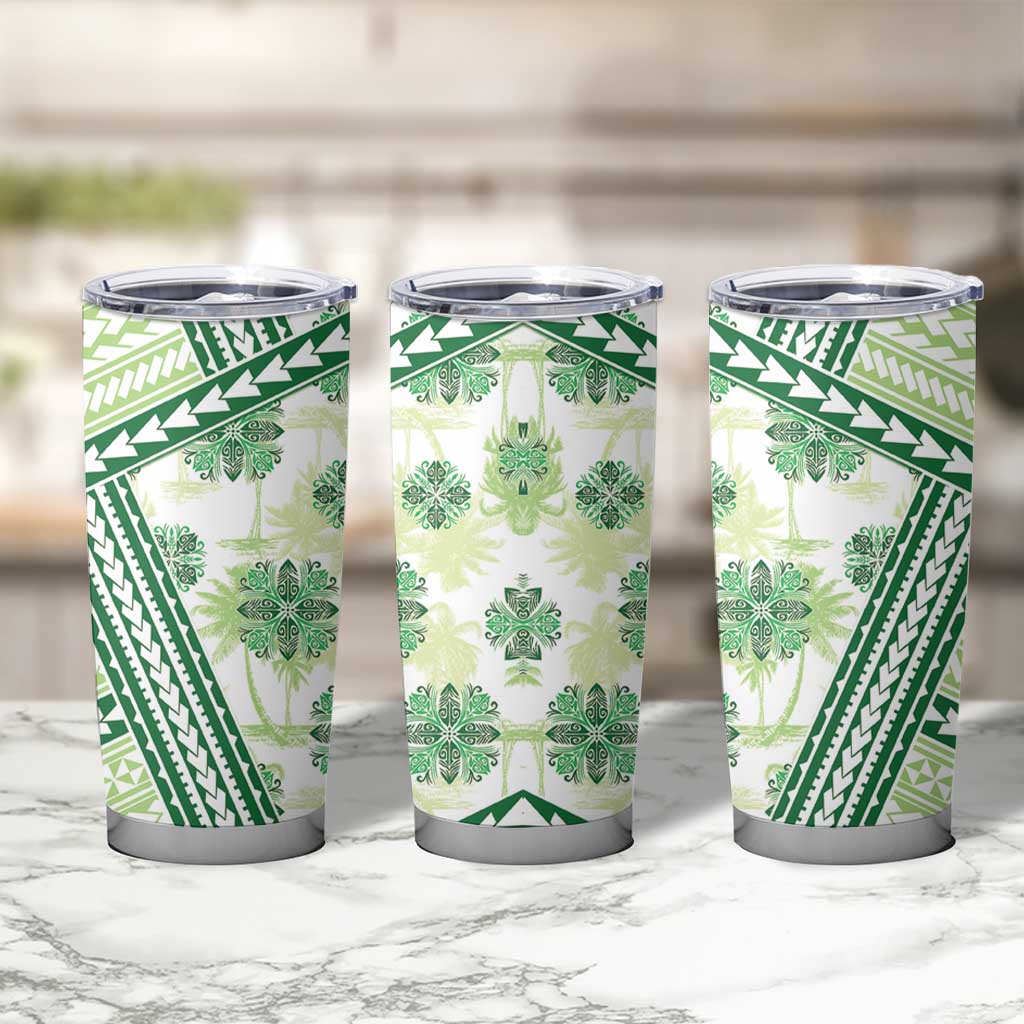 Hawaii Quilt Tumbler Cup Kakau Polynesian Pattern Olive Green Version