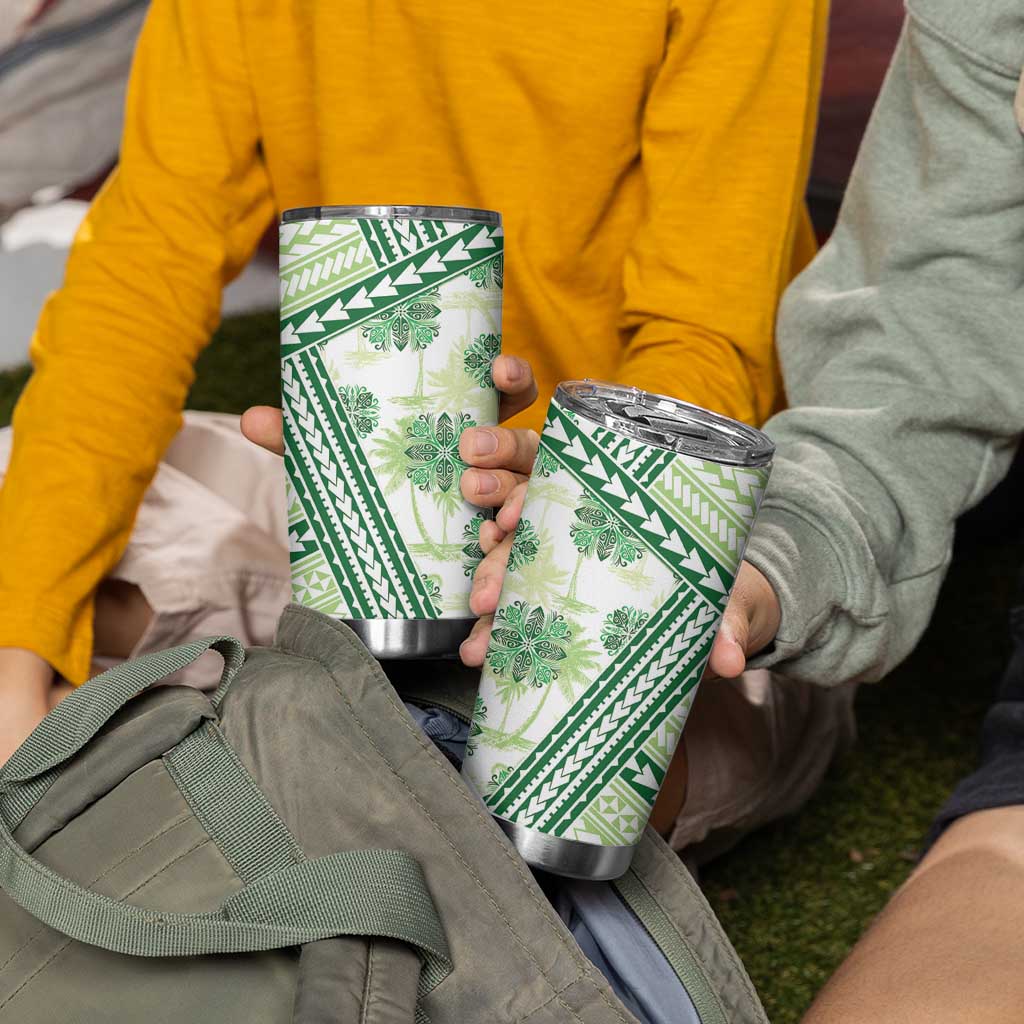 Hawaii Quilt Tumbler Cup Kakau Polynesian Pattern Olive Green Version