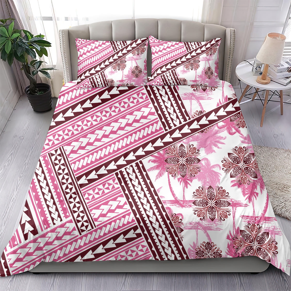 Hawaii Quilt Bedding Set Kakau Polynesian Pattern Mauve Pink Version LT01 - Polynesian Pride