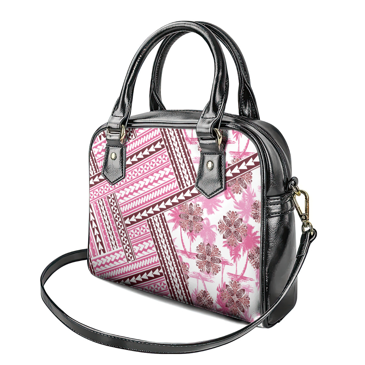 Hawaii Quilt Shoulder Handbag Kakau Polynesian Pattern Mauve Pink Version LT01 - Polynesian Pride